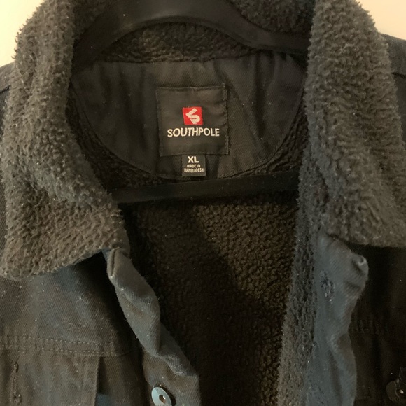 Mens South Pole Black Jean/Wool Jacket - Picture 2 of 3